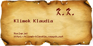 Klimek Klaudia névjegykártya